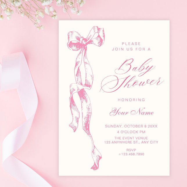 Rosa band baby shower inbjudningar (Skapare uppladdad)