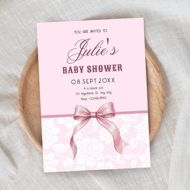 Rosa band baby shower inbjudningar (Skapare uppladdad)