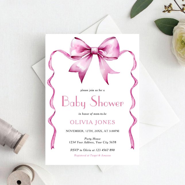 Rosa band Baby Shower Inbjudningar (Skapare uppladdad)