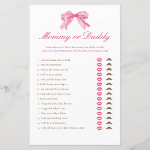 Rosa band Baby Shower Mamma eller Pappa Lek