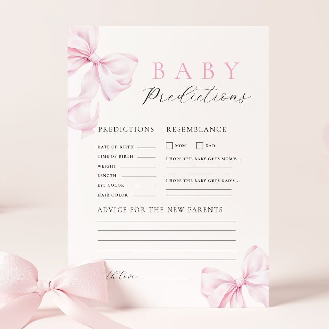 Rosa band baby shower-spel anteckningskort (Skapare uppladdad)