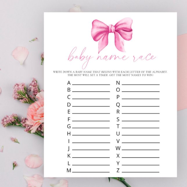 Rosa band baby shower - Spel för namntävling för b (Skapare uppladdad)