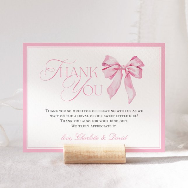 Rosa band baby shower tack kort (Skapare uppladdad)
