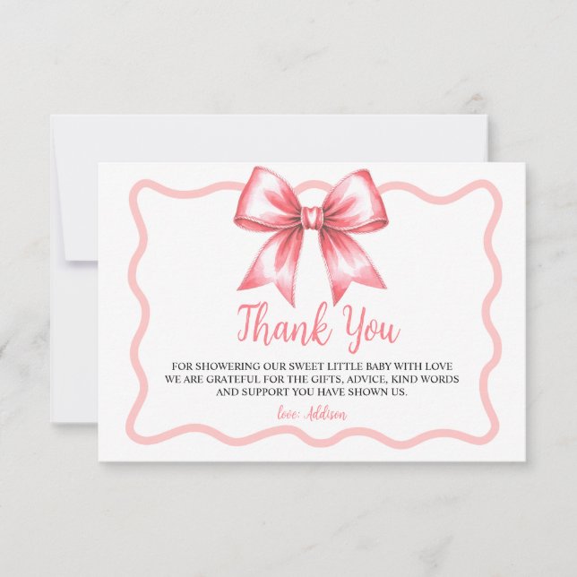 Rosa band baby shower tackkort  tack kort (Framsida)