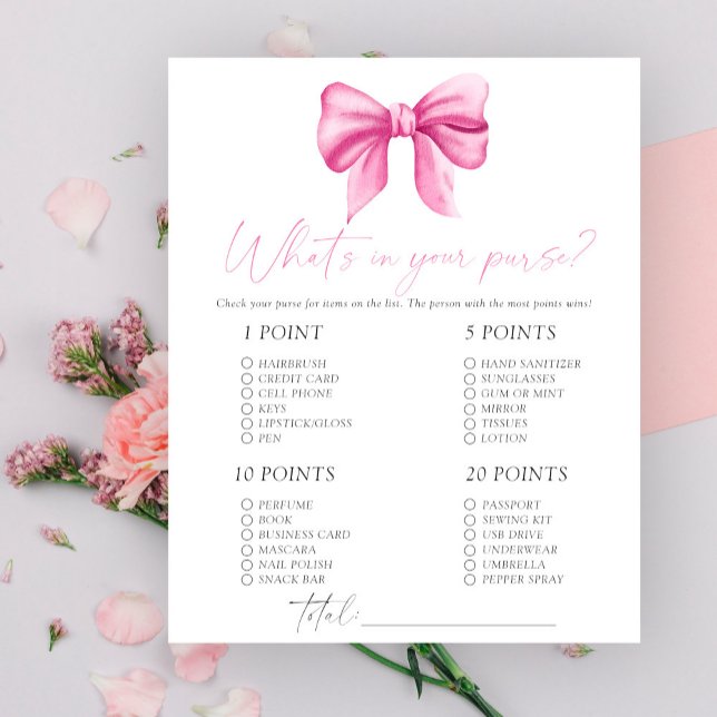 Rosa band baby shower - Vad har du i din handväska (Skapare uppladdad)
