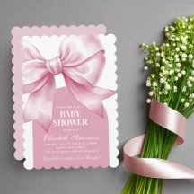 Rosa band babyflicka elegant baby shower