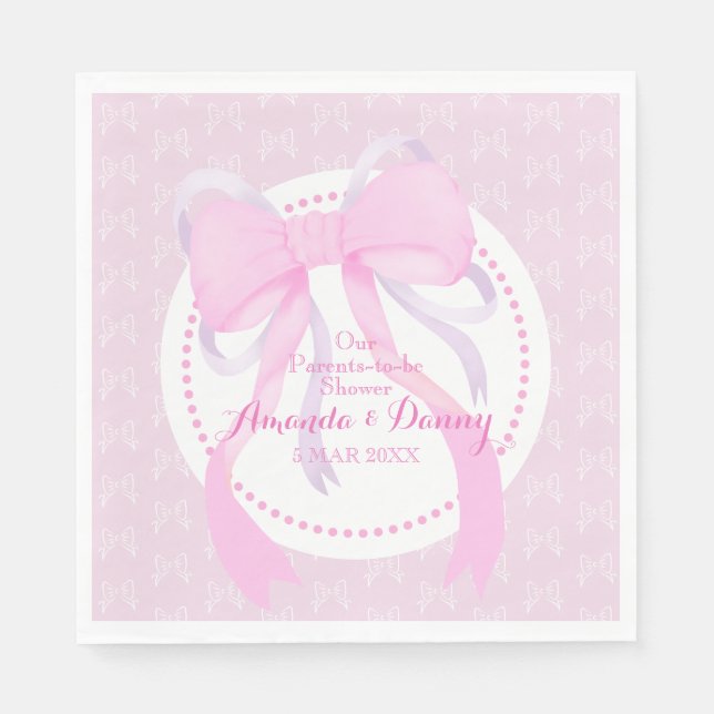 Rosa band babyflicka shower  pappersservett (Framsidan)