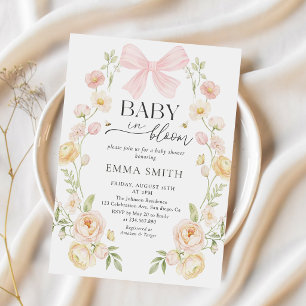 Rosa band Bebis i blom Baby Shower-inbjudan Inbjudningar