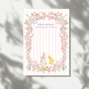 Rosa band blommig gås baby shower tack kort