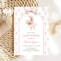 Rosa band & blommig kanin baby shower 