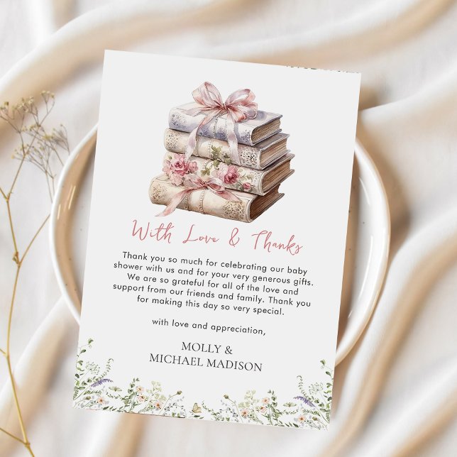 Rosa band bok baby shower tackkort tack kort (Skapare uppladdad)