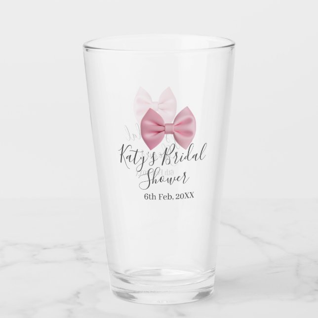 Rosa band bröllopsdusch namn datum pastell stilful glaskopp (Framsida)