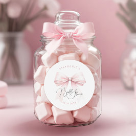 Rosa band bröllopsdusch runt klistermärke