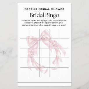 Rosa band bröllopsduschbingo flygblad