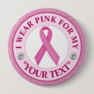 Rosa band bröstcancer medvetenhet design knapp