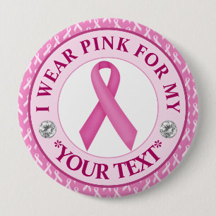 Rosa band bröstcancer medvetenhet design knapp