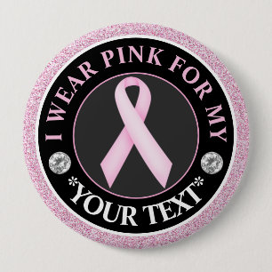 Rosa band bröstcancer medvetenhet design knapp