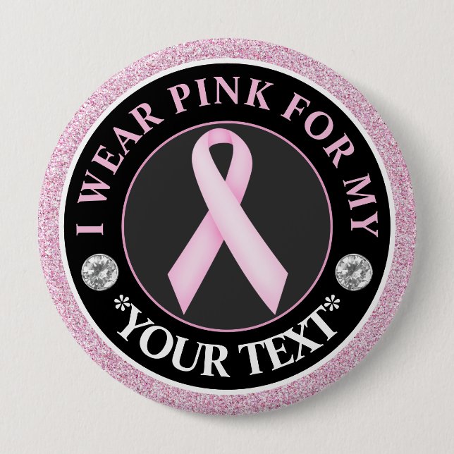 Rosa band bröstcancer medvetenhet design knapp (Framsida)