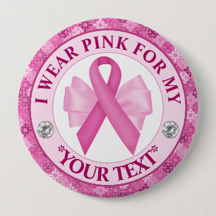 Rosa band bröstcancer medvetenhet design knapp