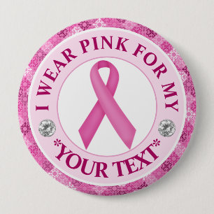 Rosa band bröstcancer medvetenhet design knapp