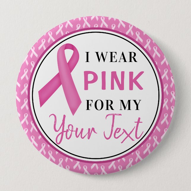 Rosa band bröstcancer medvetenhet design knapp (Framsida)