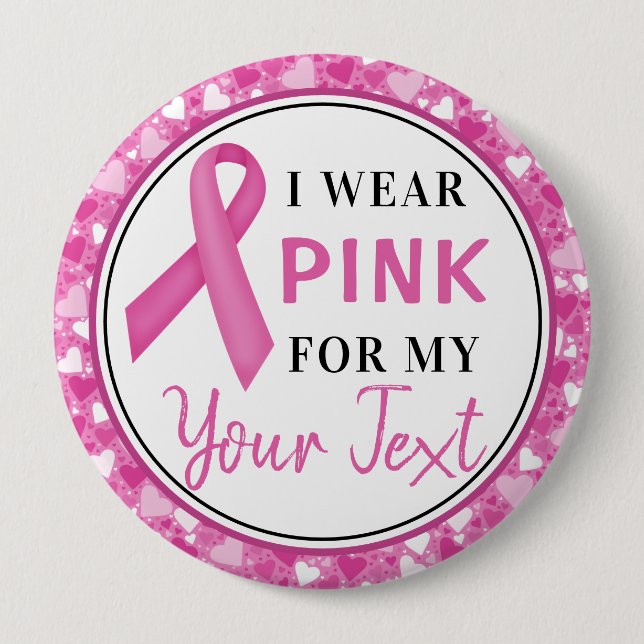 Rosa band bröstcancer medvetenhet design knapp (Framsida)