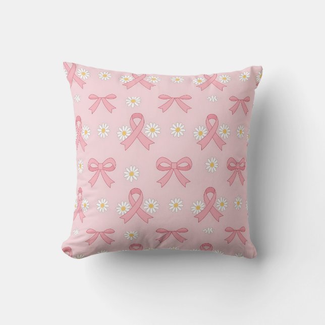 Rosa band bröstcancer medvetenhet kudde (Framsida)