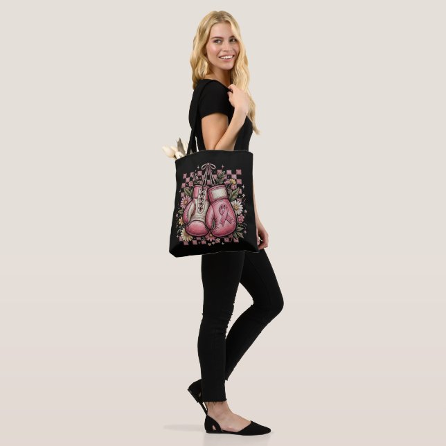 Rosa band bröstcancer medvetenhet  tygkasse (På modell)