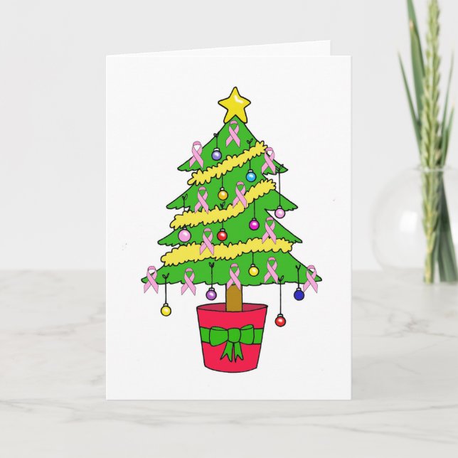 Rosa band, bröstcancer medvetenhetChristmas. Helgkort (Framsida)