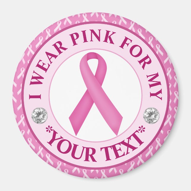 Rosa band Bröstcancermedvetenhet Design Magnet (Framsidan)