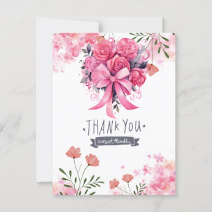 Rosa band Bröstcancermedvetenhet med blommor Vykort