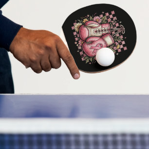 Rosa band bröstcancermedvetenhet pingisracket