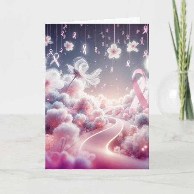 Rosa band bröstcancersupport kort (Framsida)