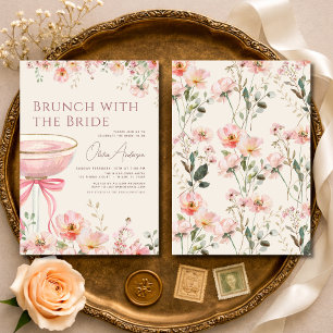 Rosa band brunch med bruden bröllopsfest inbjudningar