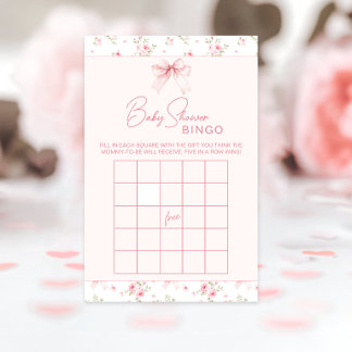 Rosa band chic blommig baby shower-spel Bingo
