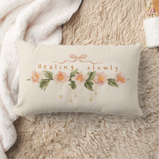 Rosa band coquette blomster motiv lumbarkudde