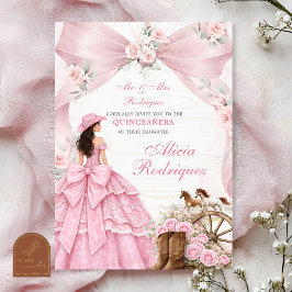Rosa band coquette västerländsk Charra Quinceanera Inbjudningar
