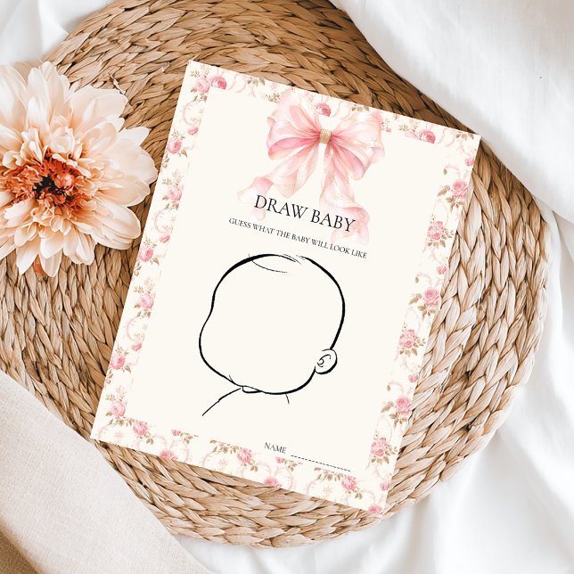 Rosa band cottage blommig baby shower-spel poster (Skapare uppladdad)