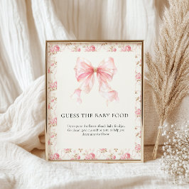 Rosa band cottage blommig barnmat baby shower-spel poster