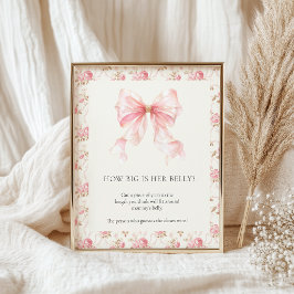 Rosa band cottage blommig buk bebisshower-spel poster