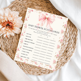 Rosa band cottage Scattergories baby shower-spel Poster