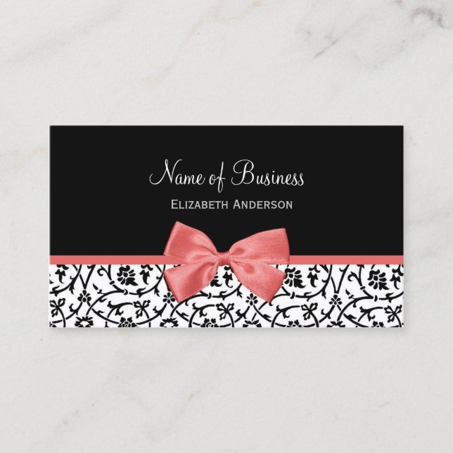Rosa band Damask Boutique Visitkort (Framsida)