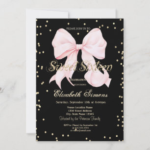 Rosa band diamant prinsessa Sweet 16 inbjudan