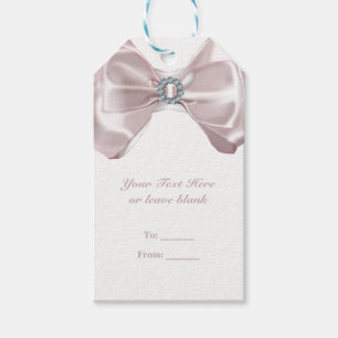 Rosa band & diamanter bröllopsdusch Elegant Presentetikett