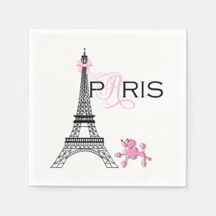 Rosa band Eiffeltornet Paris Frankrike Pudel Party Pappersservett