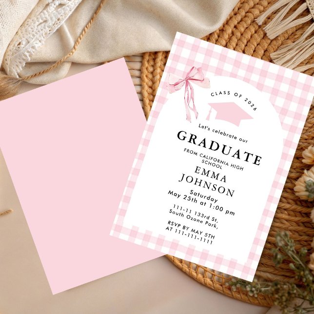 Rosa band Elegant examensfestinladan Inbjudningar (Skapare uppladdad)