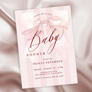 Rosa band elegant flicka baby shower inbjudningar