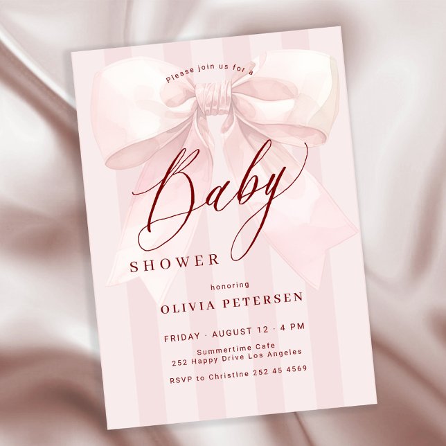 Rosa band elegant flicka baby shower inbjudningar (Skapare uppladdad)