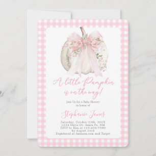 Rosa band en liten pumpa baby shower flicka inbjudningar