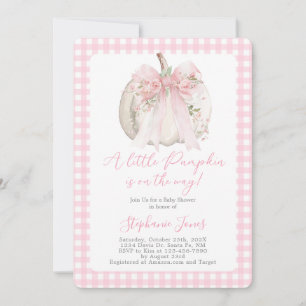 Rosa band En liten pumpa Baby Shower flicka Inbjudningar